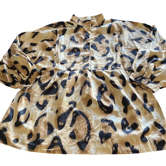 Ninety Silky Animal Print Tunic Blouse Woman Size Medium Y2K - Picture 4 of 10